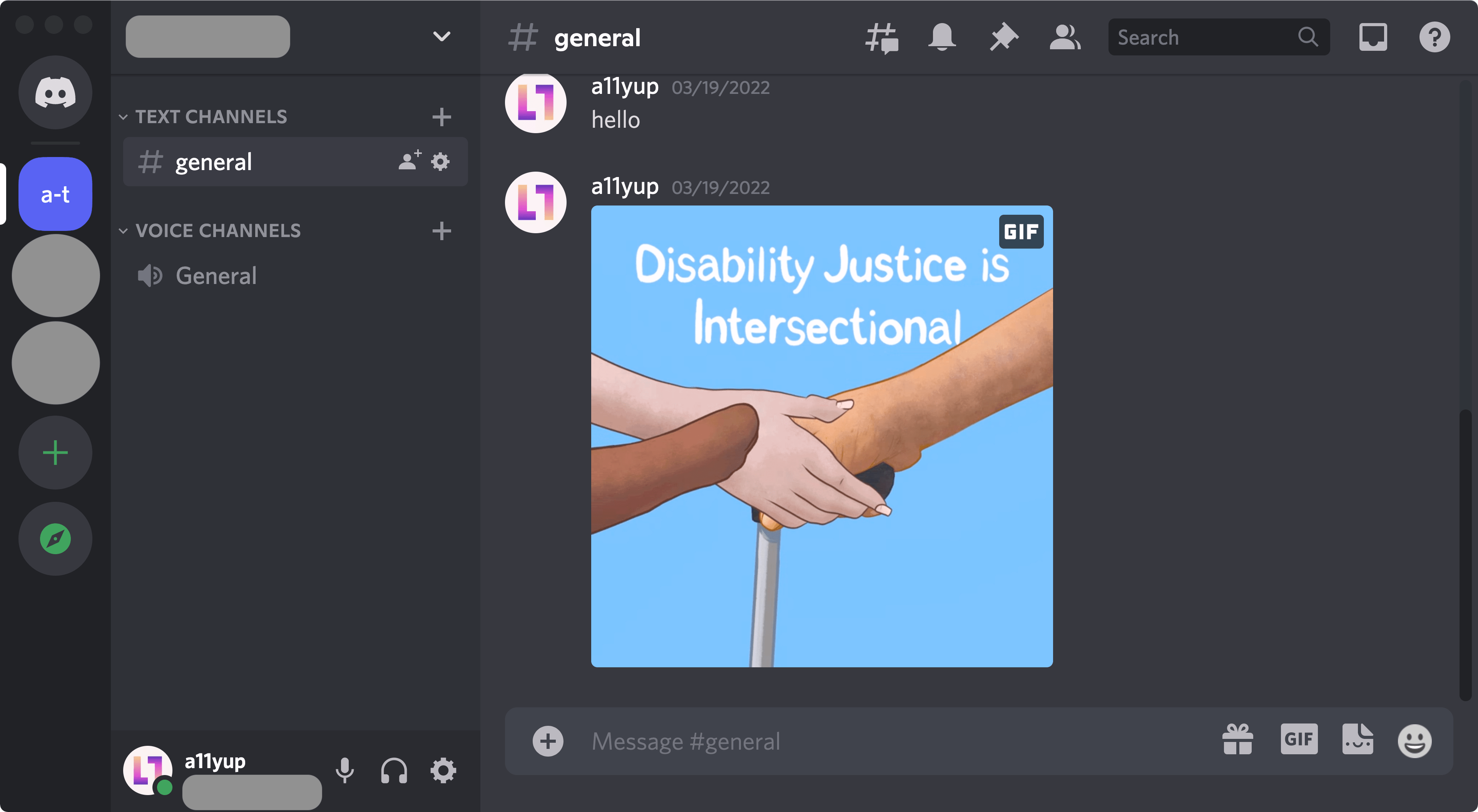 Discord's main UI at 200% zoom. Everything is still clearly readable, and nothing is cut off.